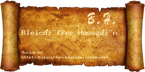 Bleicöffer Hasszán névjegykártya